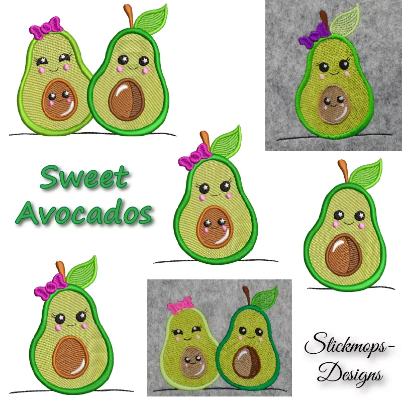 Stickdatei Set Sweet Avocados