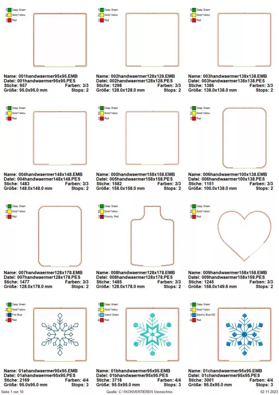 Stickdatei Set ITH Körnerkissenhüllen