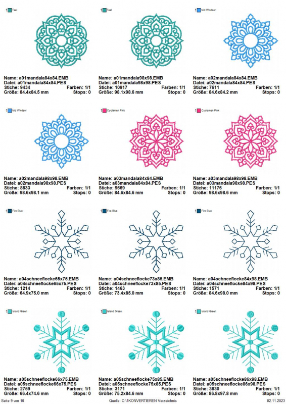 Stickdatei Set ITH Körnerkissenhüllen Stickdatei Set ITH Körnerkissenhüllen