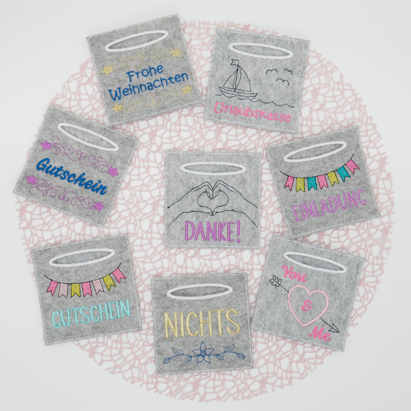 Bestickte bunte Verpackungen für Geldgeschenke. Das ist eine ITH Stickdatei. Bestickte bunte Verpackungen für Geldgeschenke. Das ist eine ITH Stickdatei.