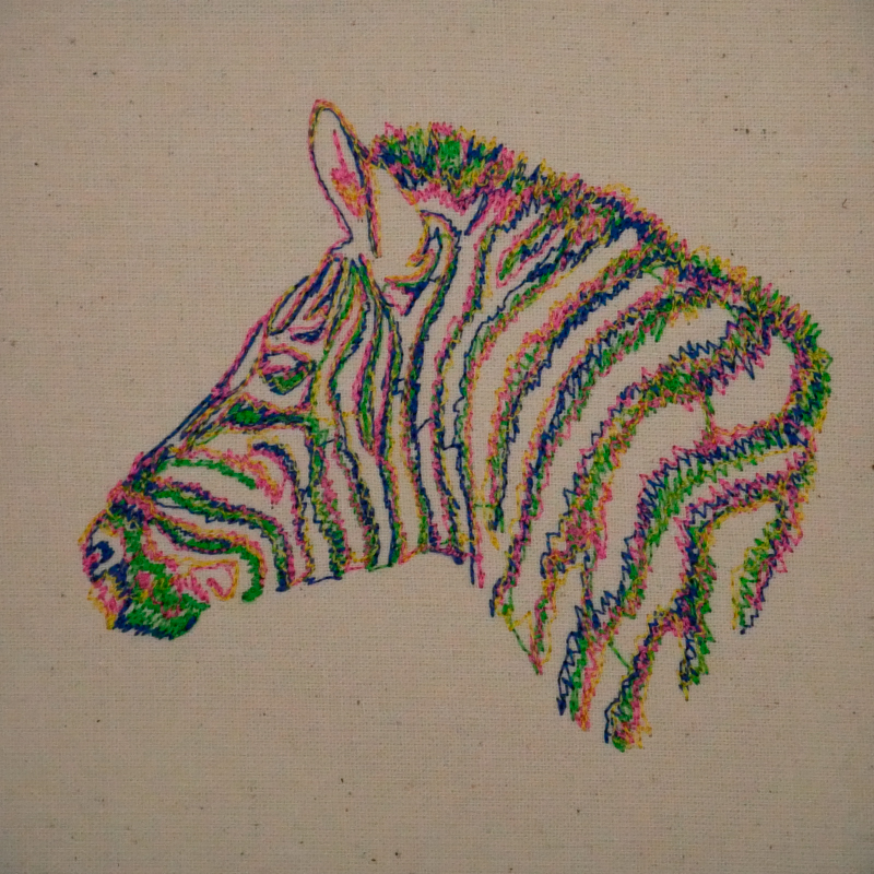 Stickdatei Zebra Scribble mit Linien in vielen verschiedenen Farben