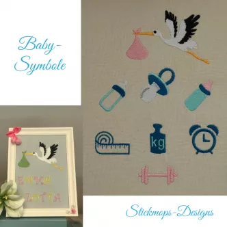Stickdatei Baby Symbole (div. Rahmengrößen)