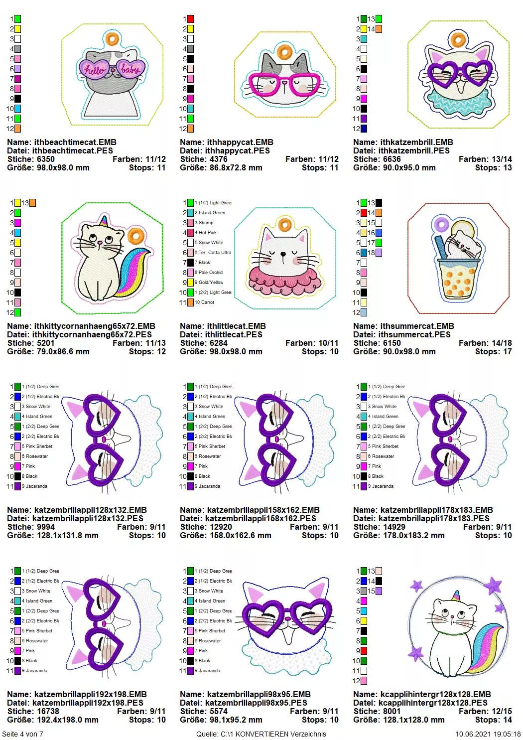 Stickdatei Spar-Set Cat Doodle Applikationen inkl. ITH Anhänger Seite 9