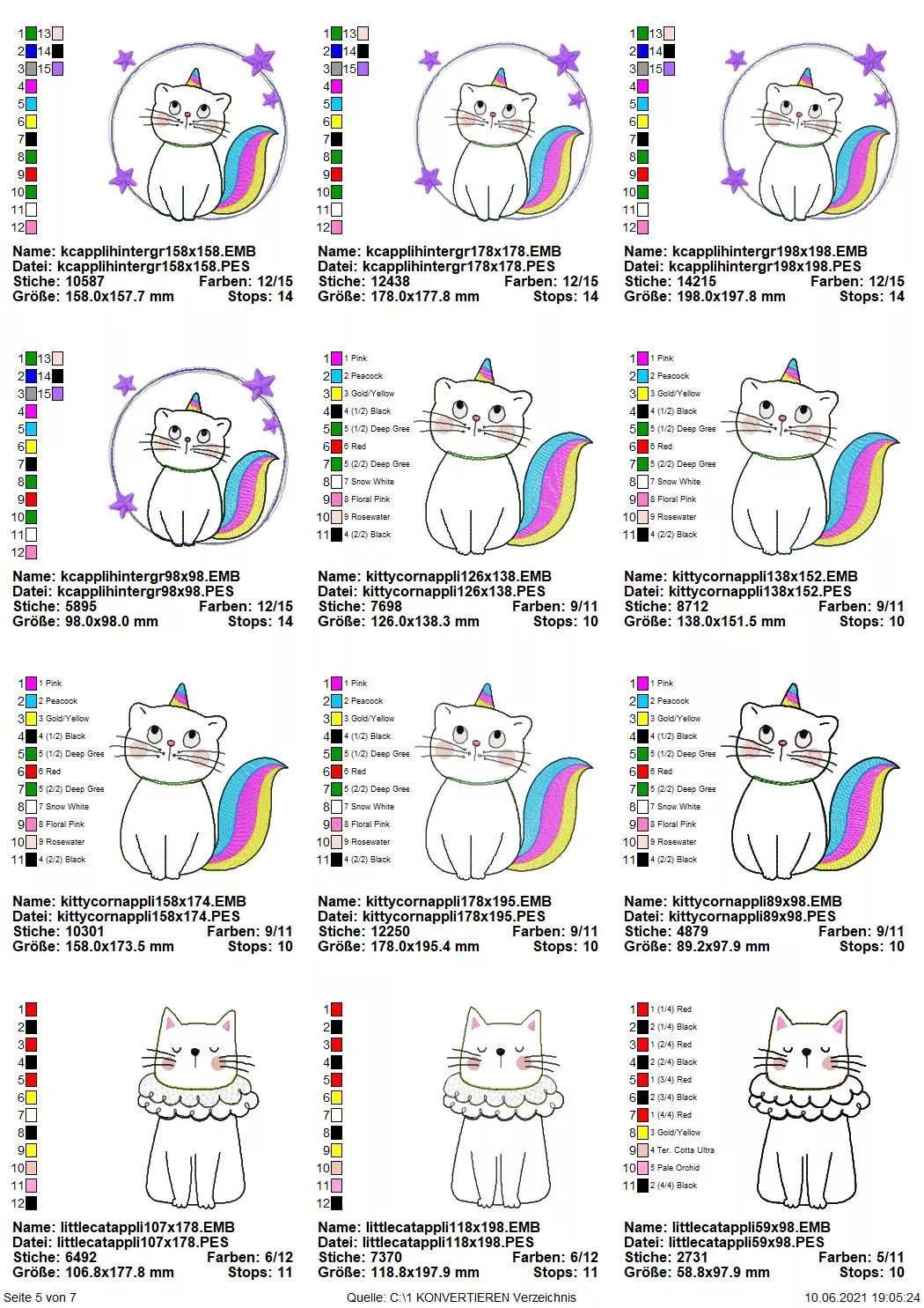Stickdatei Spar-Set Cat Doodle Applikationen inkl. ITH Anhänger Seite 10