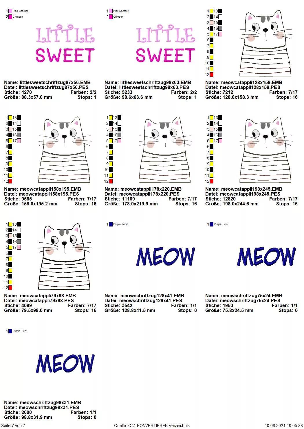 Stickdatei Spar-Set Cat Doodle Applikationen inkl. ITH Anhänger Seite 12