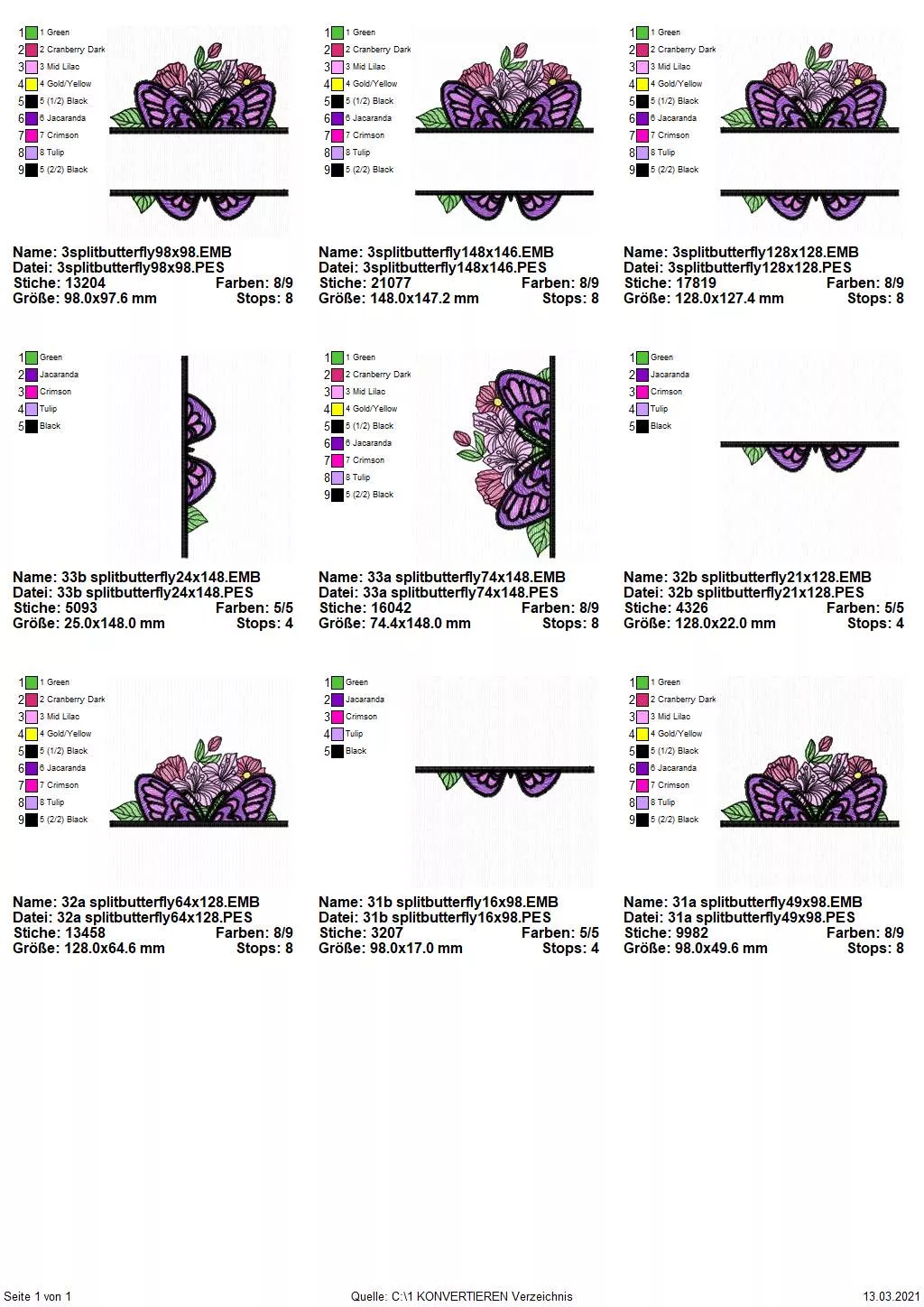 Stickdatei Split Butterfly 3