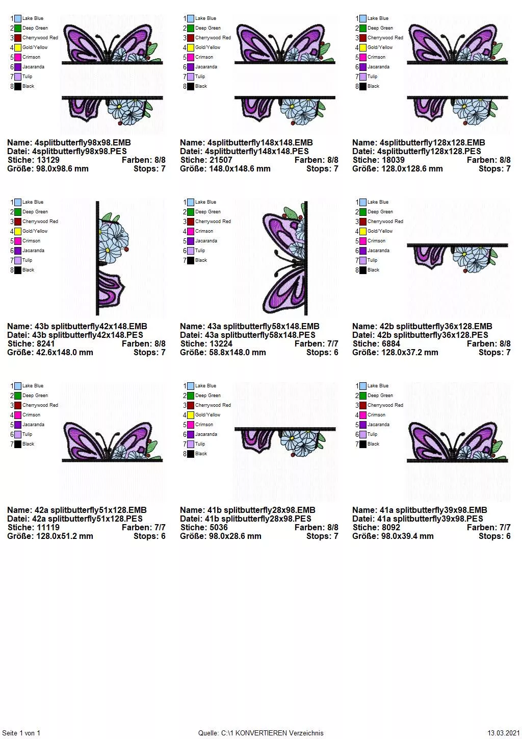 Stickdatei Split Butterfly 4