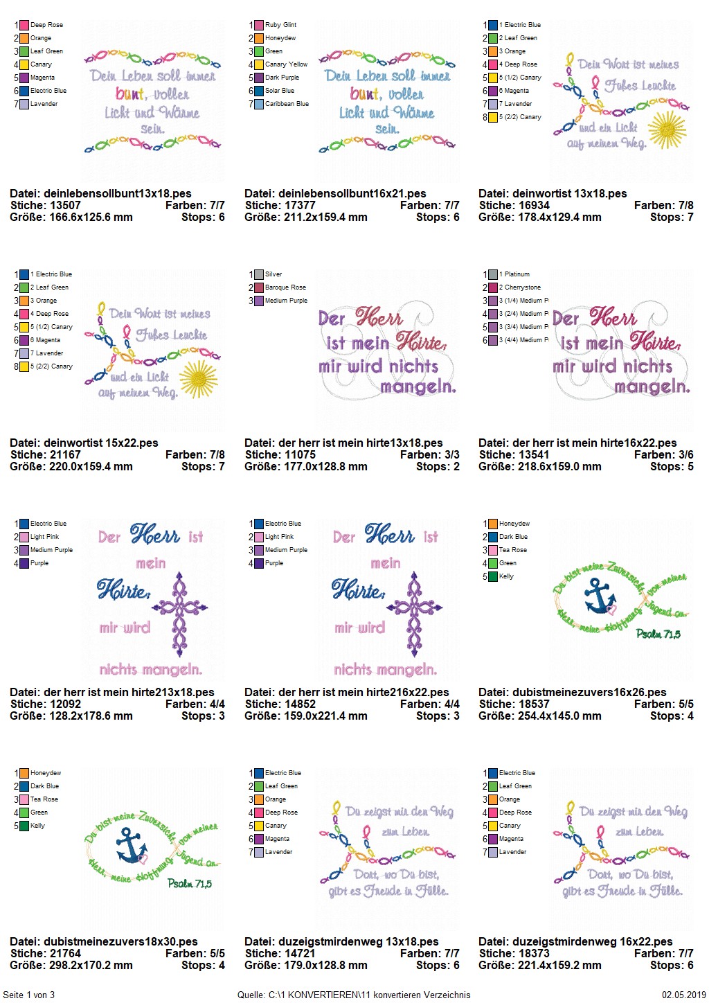 Stickdatei Set christliche Sprüche und Bibelverse Seite 9