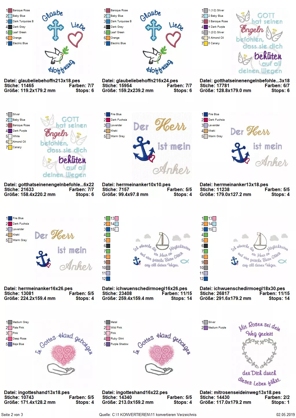 Stickdatei Set christliche Sprüche und Bibelverse Seite 10