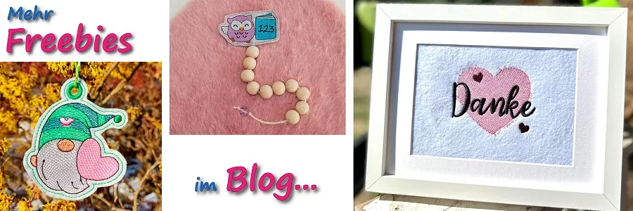 Mehr Stickdatei Freebies findest du in unserem Blog. Hier klicken.