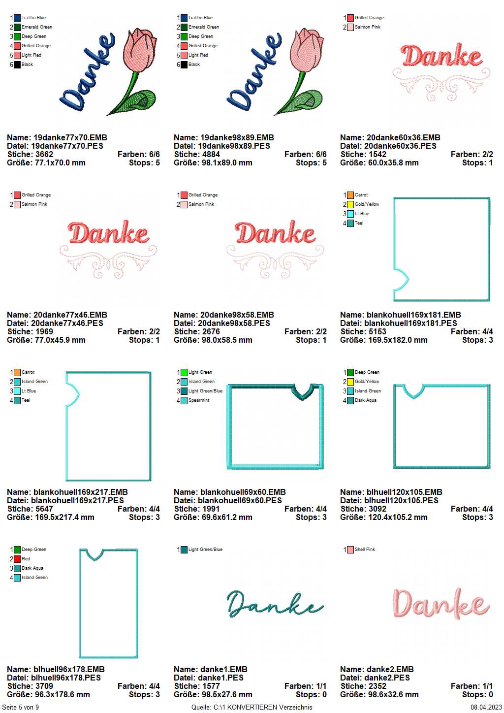 Stickdatei Set Danke mit ITH Schokohüllen, Anhängern, Grußkarten & Einzelmotiven Seite 12