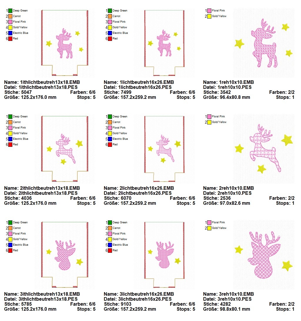 Stickdatei Set ITH Reh-Deko Sparset 4 in 1 Seite 2