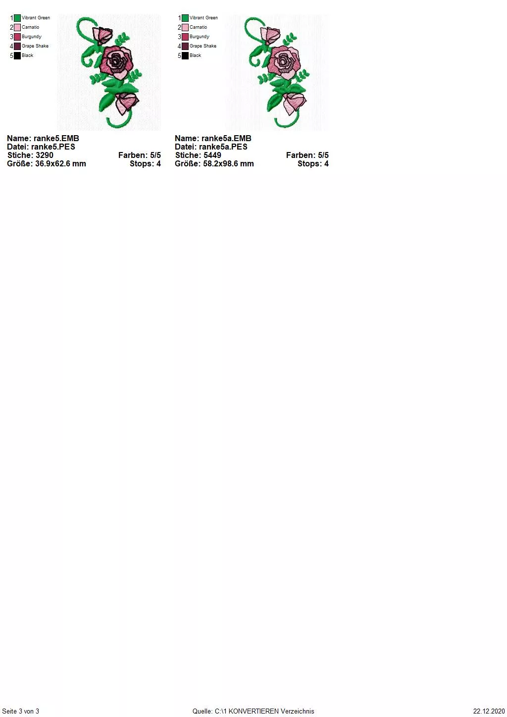 Stickdatei Set Blumenzahlen (Vollstick) Seite 3