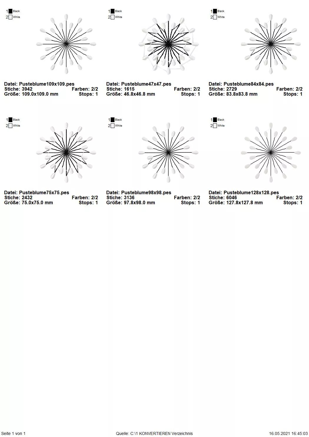 Stickdatei-Set Pusteblume