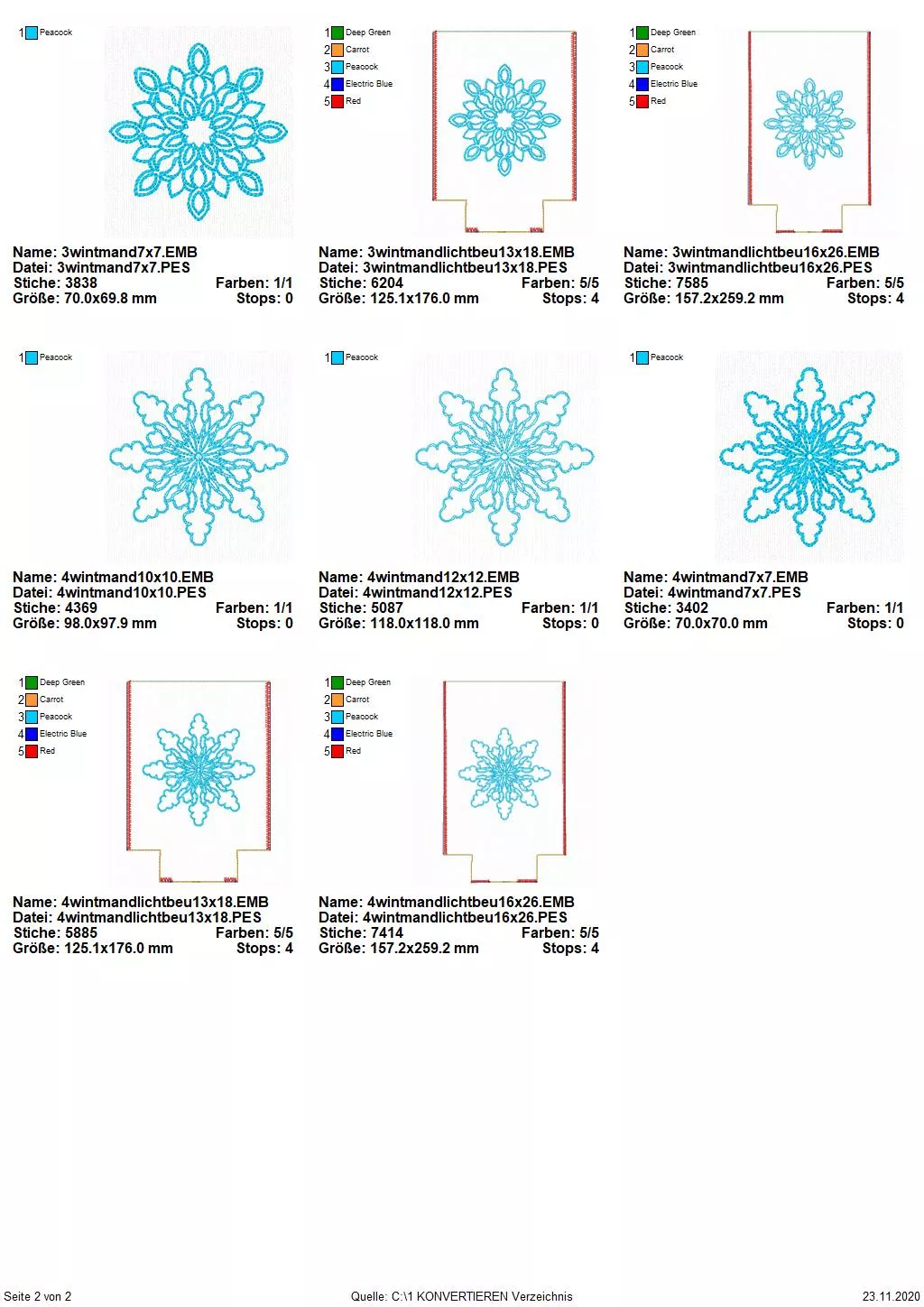 Stickdatei Set ITH Lichtbeutel mit Wintermandalas (13x18 und 16x26) Seite 2