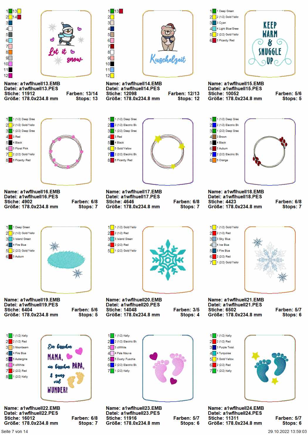 Stickdatei XXL Set ITH Wärmflaschenhüllen mit 24 Designs Seite 2