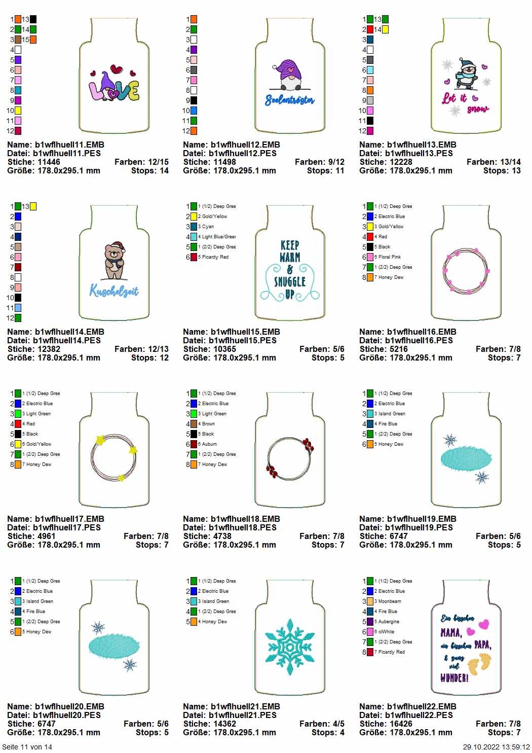 Stickdatei XXL Set ITH Wärmflaschenhüllen mit 24 Designs Seite 6