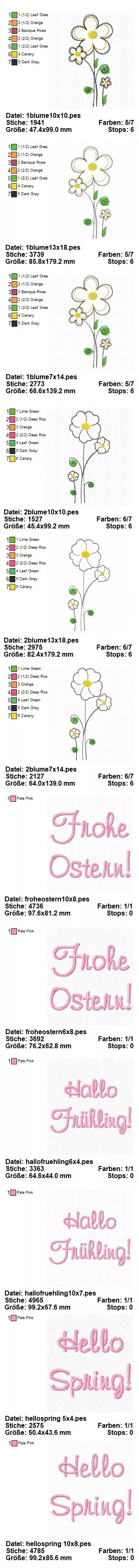 Stickdatei Set Hallo Frühling (div. Rahmengrößen)