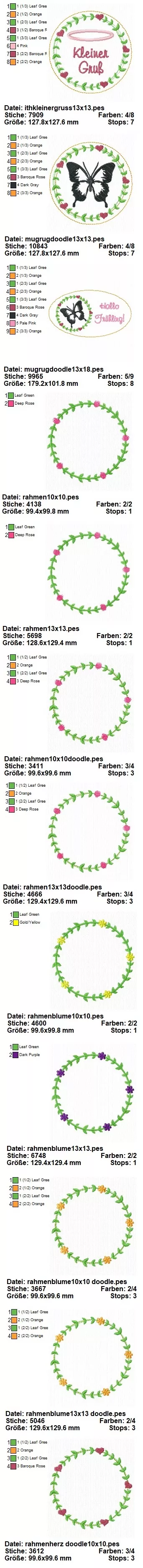 Stickdatei Set Hallo Frühling (div. Rahmengrößen)