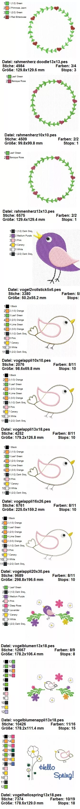 Stickdatei Set Hallo Frühling (div. Rahmengrößen)