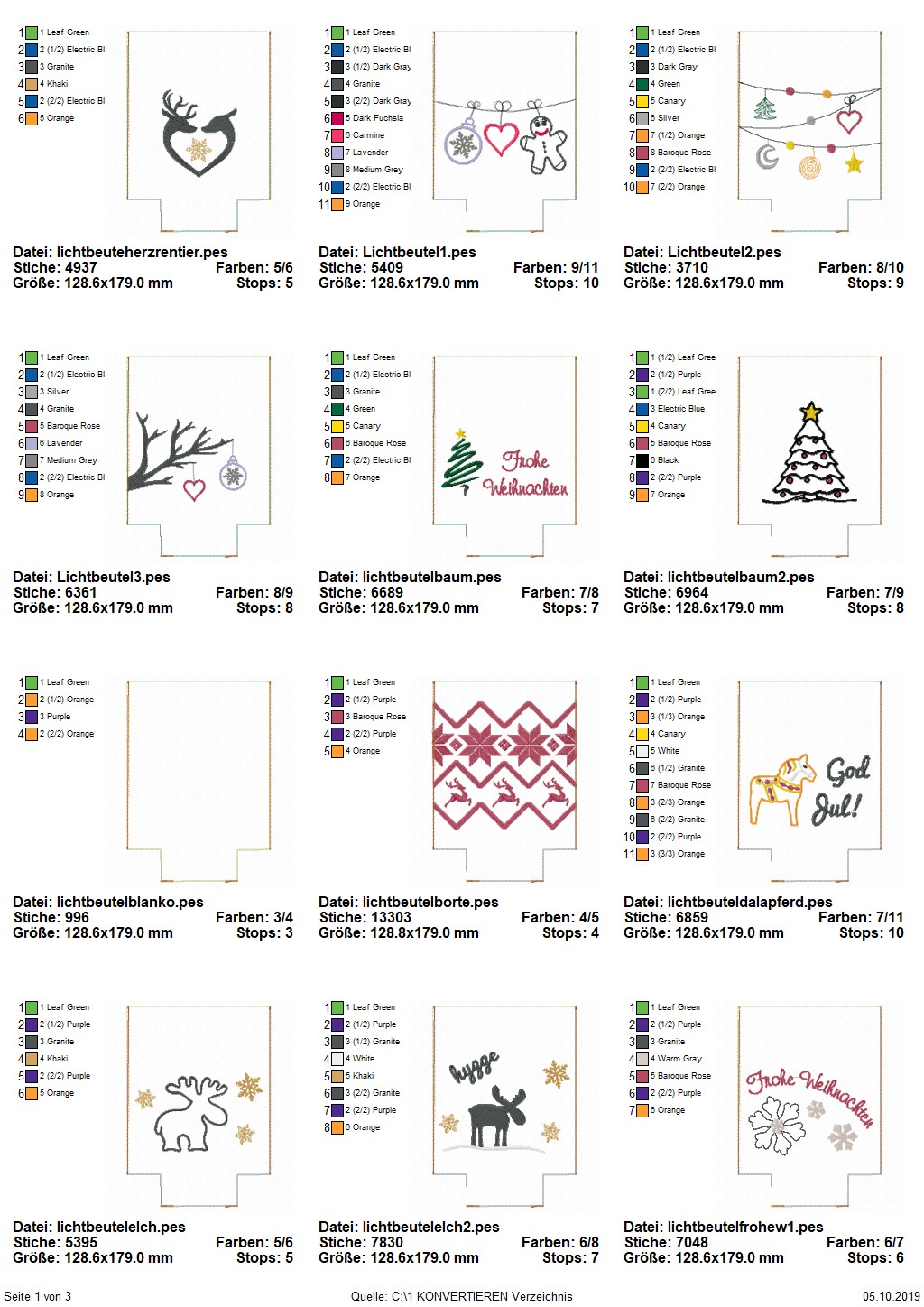 Stickdatei Set 33 ITH winterliche Lichtbeutel (13x18 Rahmen) Seite 2